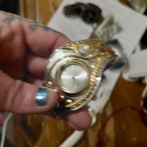 Elegant Two-Tone Watch with Pearl Detail